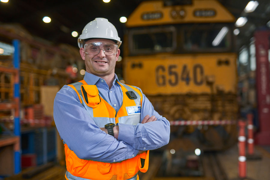 rail worker applying track safety awareness